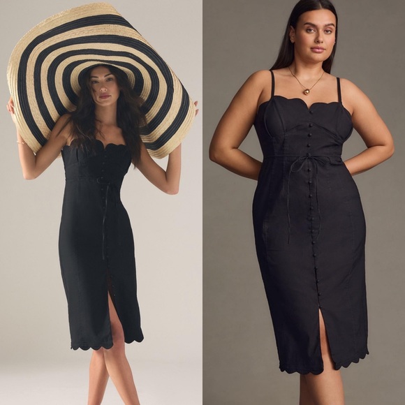 NWT Anthropologie Slim Scalloped Front-Slit Corset Dress - Picture 2 of 7